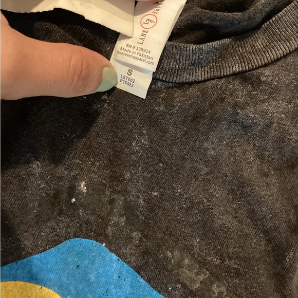 Gildan Black Graphic T-Shirt – Blue & Yellow Print – Size S - Picture 4 of 5